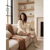 Sinsay - Pletene wide leg pantalone - kafa