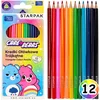 STARPAK Care Bears Svinčniki za otroke, šolski, leseni trikotni svinčniki, komplet 12 barv