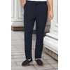 Trendyol Navy Blue Elastic Waist Slim Fit Fabric Trousers