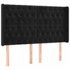 Vidaxl Vzglavje z ušesi črn 163x16x118/128 cm žamet