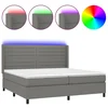 Vidaxl Box spring postelja z vzmetnico LED temno siva 200x200 cm blago