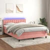 Vidaxl Box spring postelja z vzmetnico LED roza 80x200 cm žamet