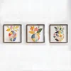 WallXpert set uramljenih MDF slika DOS085-33, šarene vaze sa cvećem i listovima u akvarelnom stilu, 3 x 34 x 34 cm