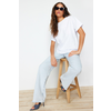 Trendyol White 100% Cotton Premium Oversized/Wide Fit Crew Neck Knitted T-Shirt