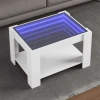 Stolić za kavu s LED bijeli 73x53x45 cm od konstruiranog drva