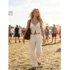 Sinsay - Wide leg pantalone sa viskozom i dodatkom lana - nude