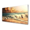 tulup.si Slika na steklu Ocean beach waves landscape 100x50 cm 4 obešalnika