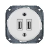 Bohemia-Design - Porcelanasta retro USB napajalna vtičnica brez okvirja 2x USB-A bela