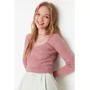 Trendyol Dried Rose Crop Soft Textured Basic Knitwear Sweater
