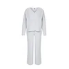 Trendyol Grey Melange Brushed Soft Ribbed Cardigan Knitted Pajama Set