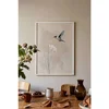 WallXpert uramljena slika 115244, kolibri iznad belog cveta na bež akvarelnoj pozadini, 30 x 40 cm, beli ram