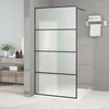 Pregrada za tuš crna 100 x 195 cm s mutnim staklom ESG