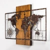 Wallity Zidna dekoracija World Map With Compass 5, 58x85cm, Hrast