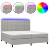 Vidaxl Box spring postelja z vzmetnico LED sv. siva 200x200 cm blago