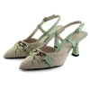 Mona shoes Ženske sandale na štiklu, Krem-zelene