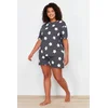 Trendyol Curve Anthracite Star Printed Knitted Pajamas Set