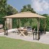 VIDAXL paviljon s stranicami in dvojno streho (3x4m), taupe