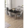 Hanah Home trpezarijski set Vae, sto i 6 stolica, ploča u dekoru Sonata, hromirane noge, siva tkanina Babyface