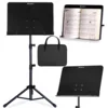 shumee Suprimo D3 SET stojalo za stojalo za note, nastavljivo, zložljivo, črno prevleko, komplet 82–146 cm do 10 kg