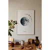 WallXpert uramljena slika 115227, pun mesec i jato ptica na svetloj pozadini, 50 x 70 cm, beli ram