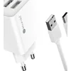 Sturdo adapter 2,1A 2x USB-A + USB-C kabel - bel