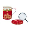 Porcelain mug with a metal infuser and lid, 350 ml, Fancy Gingerbread