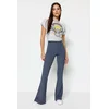 Trendyol Anthracite Ribbed Flare / Flare Leg High Waist Stretchy Knitted Leggings Trousers