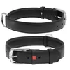 WAUDOG Ploščata dvoslojna usnjena ovratnica za pse črne barve, Črna 19-25 cm, širina: 9 mm