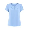 REGINA FASHION Bluza Short Sleeve Blouse with Pleated Neckline svetlo modra