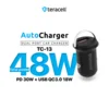 Auto punjac Teracell Evolution TC-13 PD 30W + USB QC3.0 18W, 48W (total) sa Lightning kablom crni