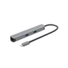 E-GREEN Adapter USB 3.1 tip C (M) - HDMI + 2 x USB 3.0 + SD/TF+PD 100W + RJ45 (F)1000 Mbps (7 u 1), Sivi