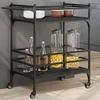 Kuhinjska kolica crna 82 x 40 x 78,5 cm od konstruiranog drva