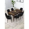 Hanah Home trpezarijski set Lia, sto na razvlačenje i 6 stolica, ploča u dekoru drveta Baroque, crna tkanina Babyface
