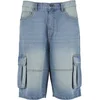 Urban Classics Relaxed Denim Cargo moške kratke hlače new light blue dirty wsh
