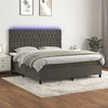 shumee Box spring postelja z vzmetnico LED temno siva 180x200 cm žamet