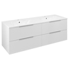 CIRASA omarica z dvojnim umivalnikom 141x54x46cm, bel sijaj - Bela - 141x54x46 cm - Sapho - CIRASA - 24 - MDF/laminat - 1410 - 540 - 460 - 14