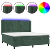 Vidaxl Box spring postelja z vzmetnico LED tem. zelena 180x200cm žamet