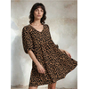 Sinsay - Mini babydoll haljina sa leopard printom - braon