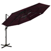 Vrtni suncobran s 4 razine i aluminijskim stupom 3 x 3 m bordo