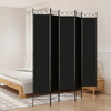 Sobna pregrada s 5 panela crna 200x220 cm od tkanine