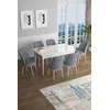 Hanah Home Set Trpezarijski sto i 6 stolica Han, Sivo-beli