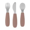 PETITE&MARS Set pribora za jelo od nehrđajućeg čelika sa silikonskom ručkom 12 m+ Take&Match, Velvet Latte