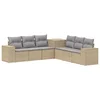 Set sofe 7 pcs Bež i svijetlo siva Poli Rattan i čelik