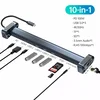Adapter Type C JWD-TC45 na LAN, PD, HDMI, Type C, 3x USB 3.0, SD, TF, 3.5mm 10 u 1 sivi