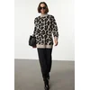 Trendyol Beige Leopard Patterned Knitted Sweater
