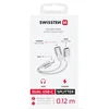 SWISSTEN NABIJALNI AUDIO ADAPTER TEKSTILNI USB-C (moški) / 2x USB-C (ženski) 0,12 M BELI