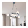 Luster na sajli AZURA 6xE14/10W/230V plava/bela