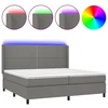 Vidaxl Box spring postelja z vzmetnico LED temno siva 200x200 cm blago