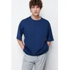 Trendyol Navy Blue Basic 100% Cotton Crew Neck Oversize/Wide-Fit T-Shirt