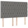 Vidaxl Vzglavje postelje temno sivo 144x7x118/128 cm blago